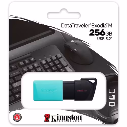 256GB USB3.2 GEN1 DATATRAVELER EXODIA M BLACK+ TEAL