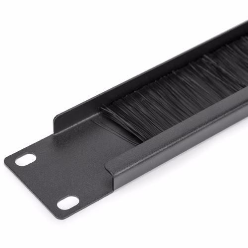 1U RACK MOUNT BRUSH PANEL- BLK RACK CABLE MANAGEMENT - BLACK