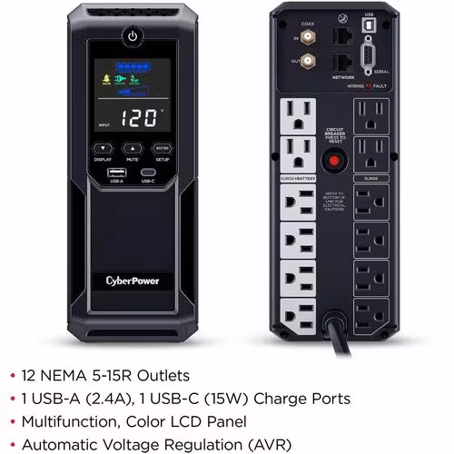 1350VA MINI-TOWER AVR UPS 12 OUT LCD SERIAL/USB