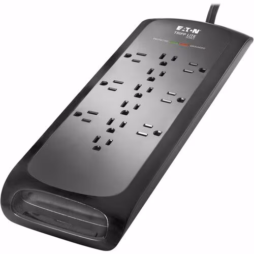 12-OUTLET SURGE PROTECTOR 5-15R 2100J 8FT BRAIDED CORD BLACK