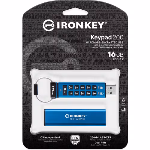 16GB IRONKEY KEYPAD 200 FIPS 140-3 LVL 3 PEND AES-256 ENCRYPT