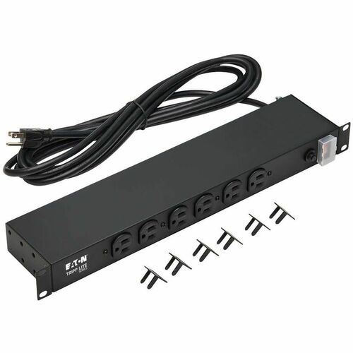 12 OUTLET RACKMOUNT POWER STRIP 1U 6FRONT 6 REAR 15FT CORD 15A 120V