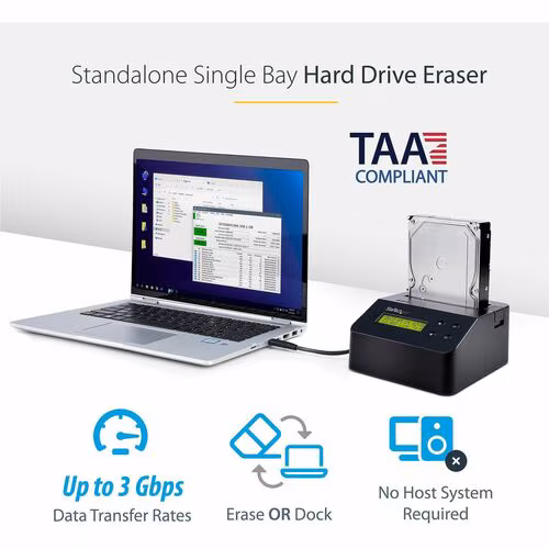HARD DRIVE ERASER SECURE ERASE HDD SSD WIPER STANDALONE DOCK