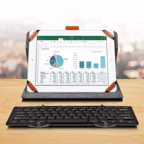PORTABLE BLUETOOTH KEYBOARD SLIM TRI-FOLD WITH BUILT IN BATTERY