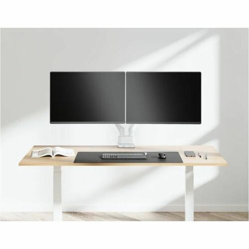 DUAL MONITOR MOUNT (WHITE) ARTICULATING SPRING ARM