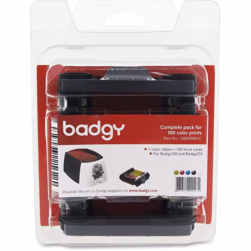 BADGY100/200 CONSUMABLE PK 1 CLR RIB 100CARDS FOR BADGY100  200