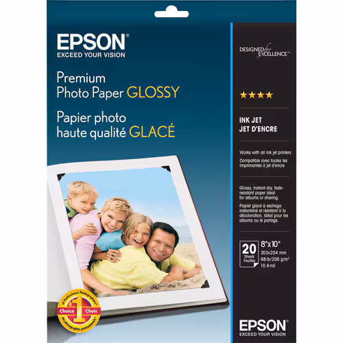 20 SHEET 8X10 BORDERLESS PREMIUM GLOSSY PHOTO PAPER