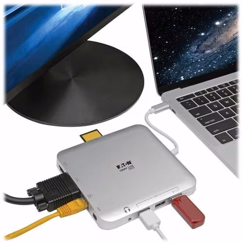 USB C DOCKING STATION W/USB HUB MDP HDMI VGA GBE PD CHARGING 4K