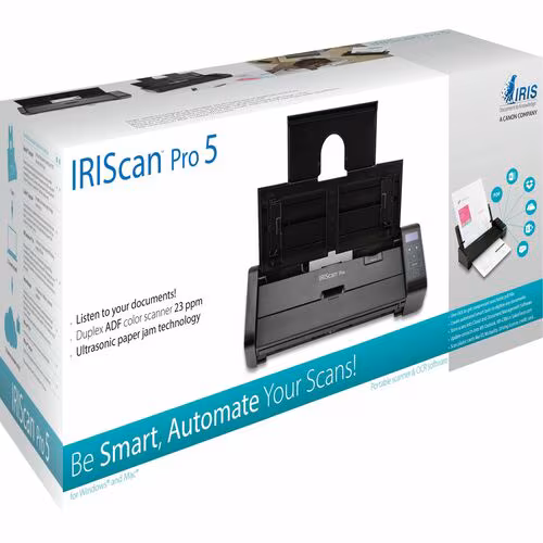 IRISCAN PRO 5 USB 23PPM ADF 20 DUPLEX AC SCAN JPG PDF OCR WIN