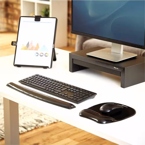 FELLOWES CRYSTALS GEL MOUSEPAD WRIST SUP BLACK 1INX 7.9INX 9.3IN D