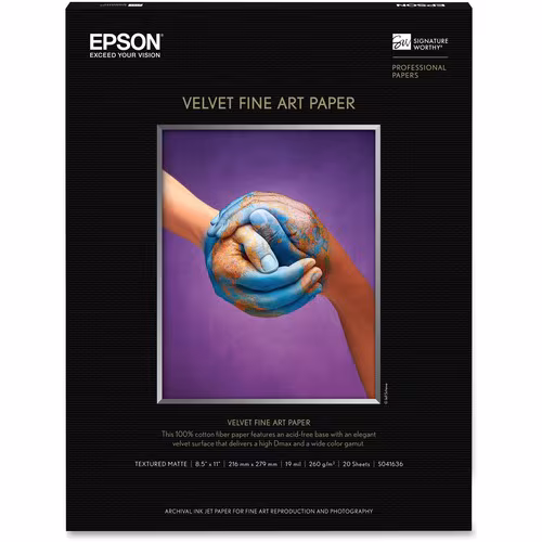 8.5X11 LTR VELVET FINE ART PAPER FOR EPSON PRO GRAPHICS PRNT
