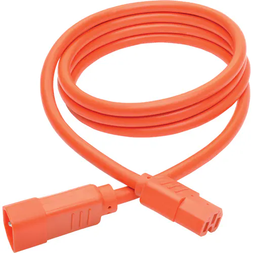 6FT POWER EXTENSION CORD 14 AWG HEAVY DUTY 15A C14 C15 ORANGE