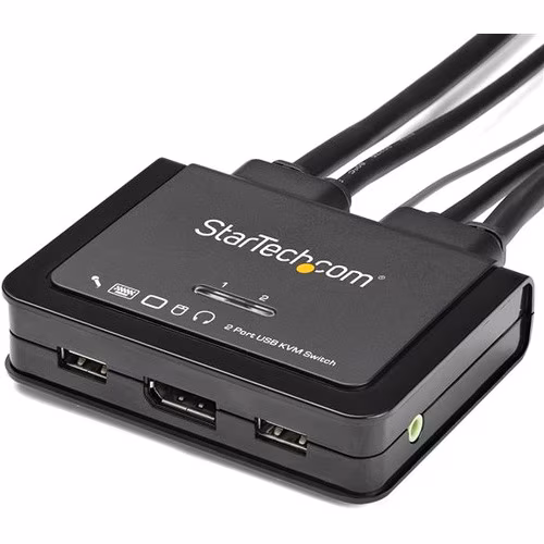 2 PORT DISPLAYPORT KVM SWITCH USB AUDIO DP 4K COMPACT KVM SWITCH