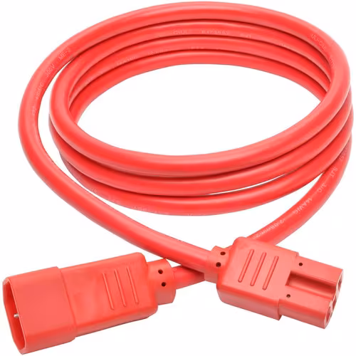 6FT POWER EXTENSION CORD 14 AWG 15A C14 C15 HEAVY DUTY SJT RED