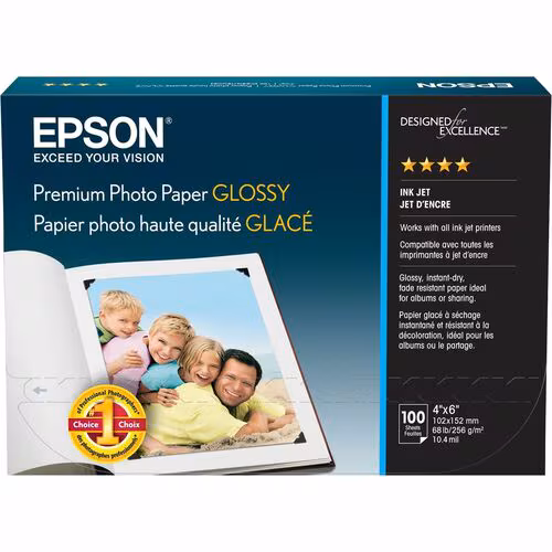 PREMIUM GLOSSY PHOTO PAPER BORDERLESS 4X6 100 SHEETS