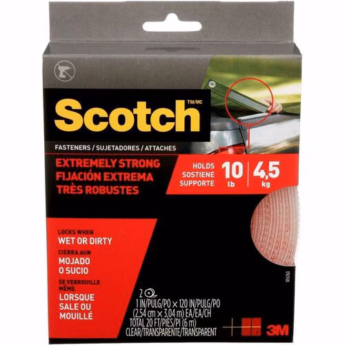 SCOTCH 1INX10FT CLEAR EXTREME FASTENERS 2 ROLLS PER PACK