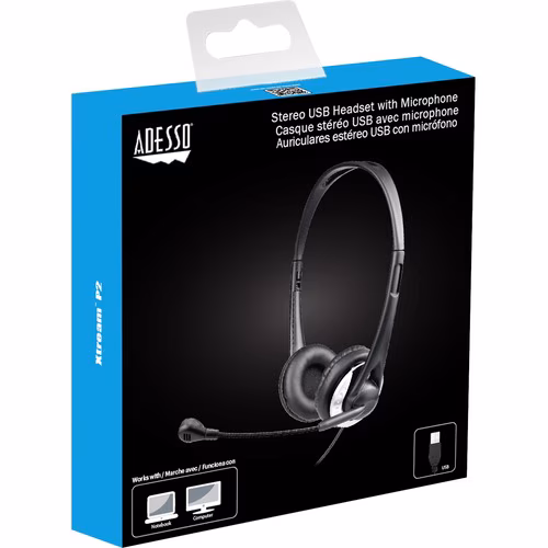 USB HEADSET WITH ADJUSTABLE MICROPHONE  REMOVABLE EARPADS