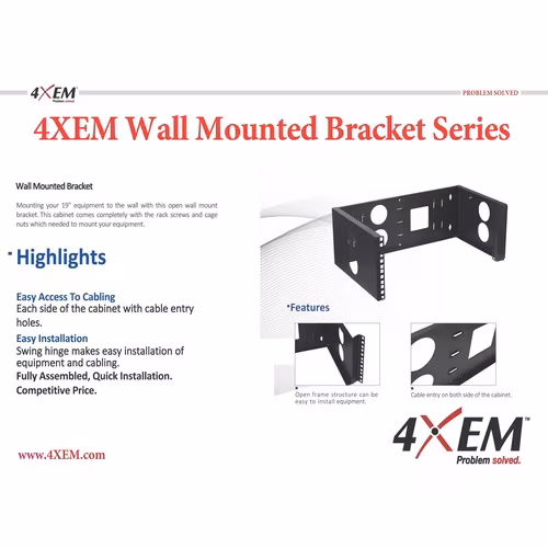 3U 19IN HINGED WALL MOUNT BRACKET 12IN DEEP NETWORK EQUIPMENT