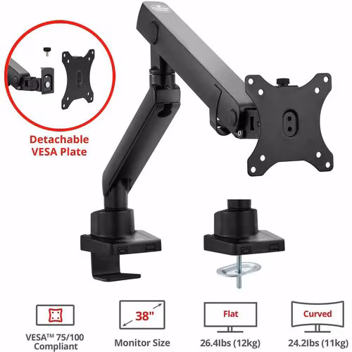ALUMINUM MECHANICAL SPRING SLIM MONITOR ARM SINGLE FULL MOTION