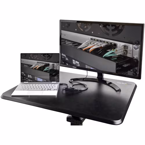 MOBILE STANDING DESK ON WHEELS PORTABLE SIT STAND HEIGHT ADJ CART