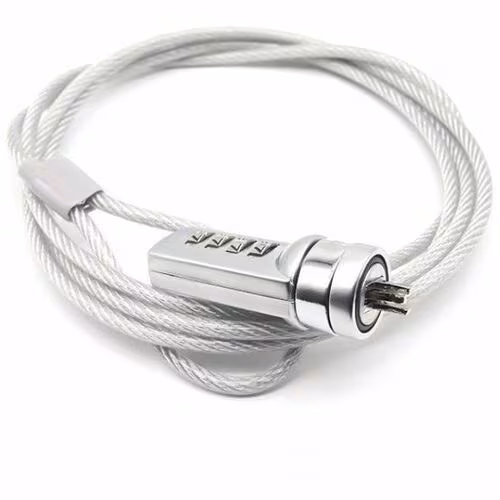 6FT LAPTOP LOCK KEYLESS 4 DIGIT VINYL COATED STEEL CABLE SILVER