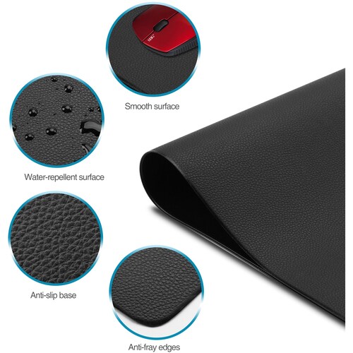 BLK SMOOTH DESK MAT PROTECTOR LARGE LEATHER