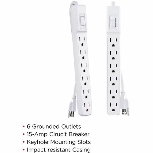 2PK POWER STRIP 6 OUTLETS 2 CORD