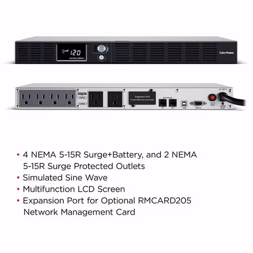 1500VA/900W 1U RACKMOUNT UPS 6 NEMA 5-15R/ NEMA 5-15P/3YR WARR