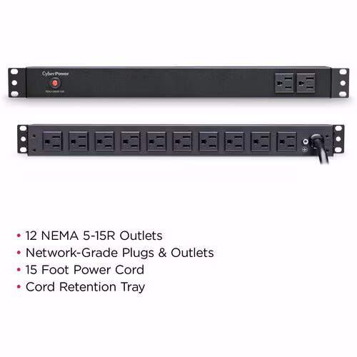 15A BASIC PDU 1U 12 OUT 5-15R 120V 2F / 10R OUT 5-15P 15FT CORD