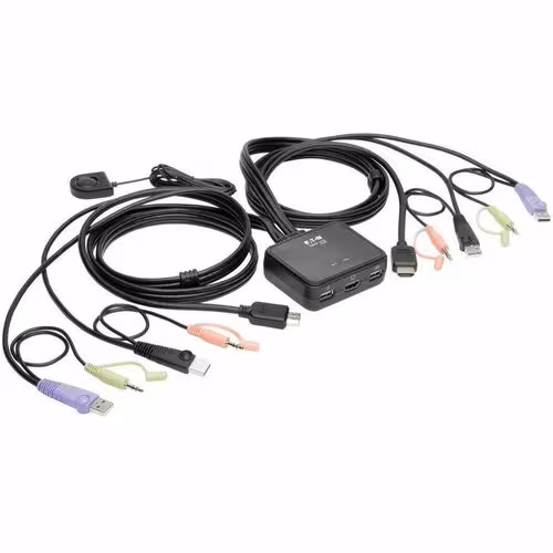 2PORT KVM SWITCH W/ HDMI USB AUDIO CABLES  PERIPHERAL SHARING