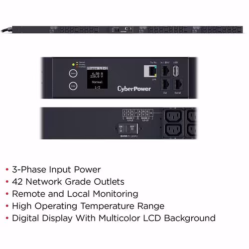 3-PHASE MONITORED PDU 0U 50A 200-240V 42 OUTLET HUBBELL CS8365C