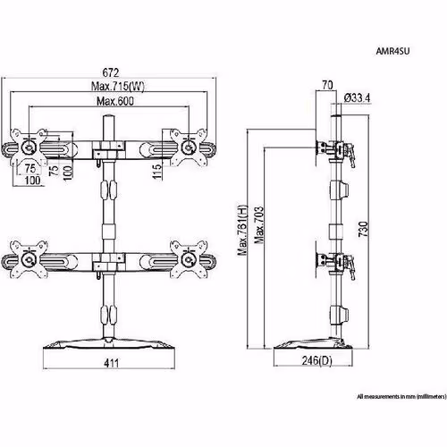 QUAD/4 MONITOR DESK STAND MOUNTMNT