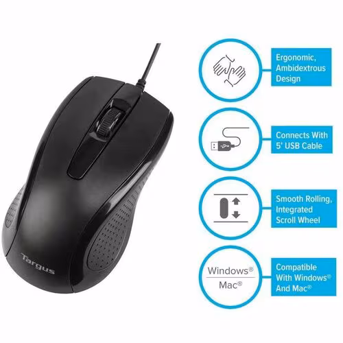 BLK MATTE USB FULL SIZE 3BUTTON OPTICAL MOUSE