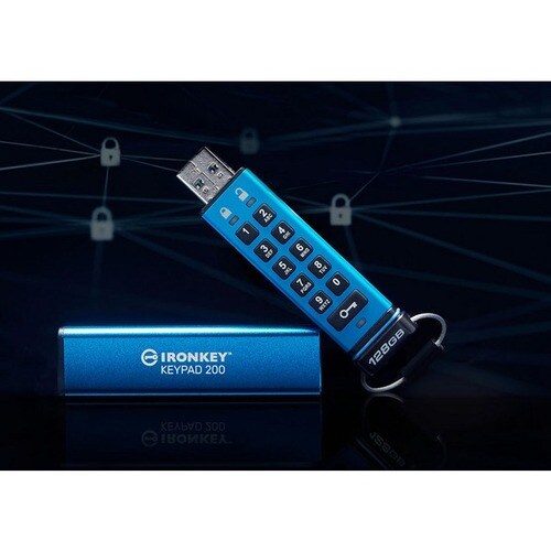 128GB IRONKEY KEYPAD 200 FIPS 140-3 LVL 3 (PENDING) AES-256 ENCRY
