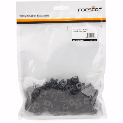 ROCSTOR M5 RACK CAGE NUTS 100 PACK  BLACK - M5 NUTS