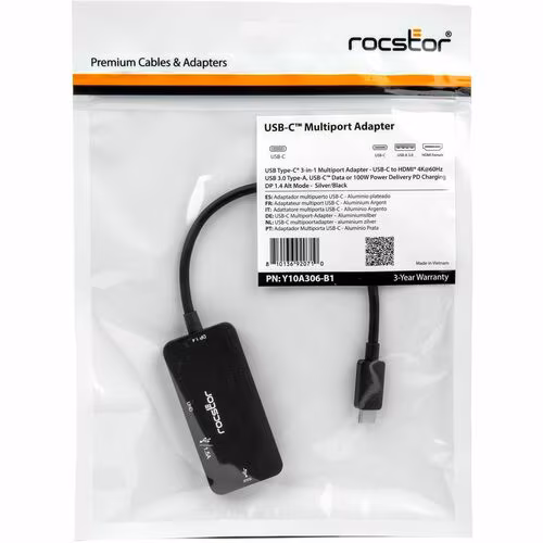 USB-C MULTIPORT ADAPTER USB TYPE-C 3-IN-1 4K 1X 3.0 TYPE-A