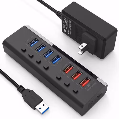 USBA 7 PORT DATA HUB WITH POWER- TAA COMPLIANT