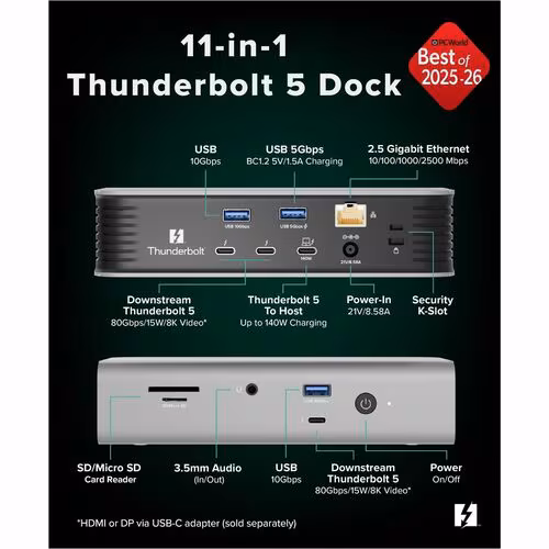 PLUGABLE 11-1 DOCKING STATION THUNDERBOLT 5 / 140W CHARGING