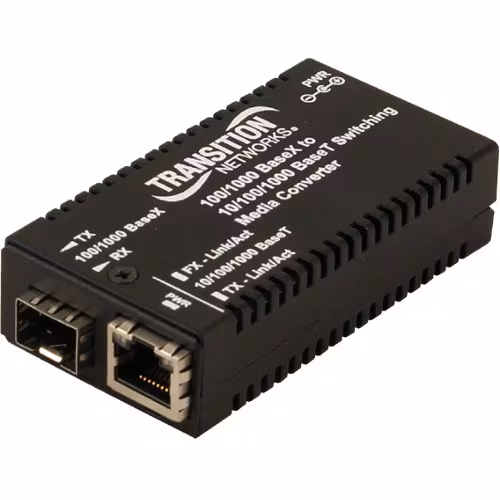 10/100/1000BSE-T 100/1000BSE-X MINI SFP MEDIA CONVERTER W/NA PS